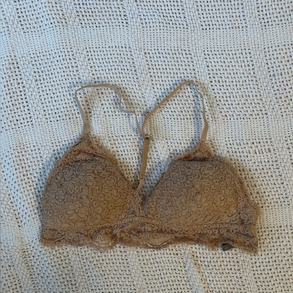 Tan Aerie lace racerback bralette